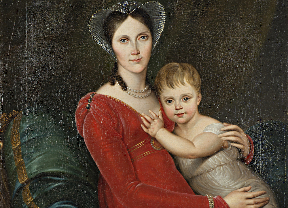 Portret van koningin Wilhelmina van Pruisen met prinses Marianne