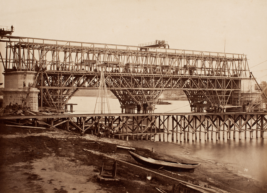 Spoorbrug over de Lek bij Culemborg in aanbouw