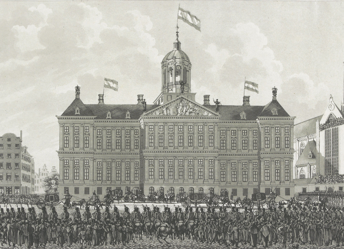 Aankomst van Lodewijk Napoleon in Amsterdam, 1808, Rijksmusem RP-P-1882-A-5668