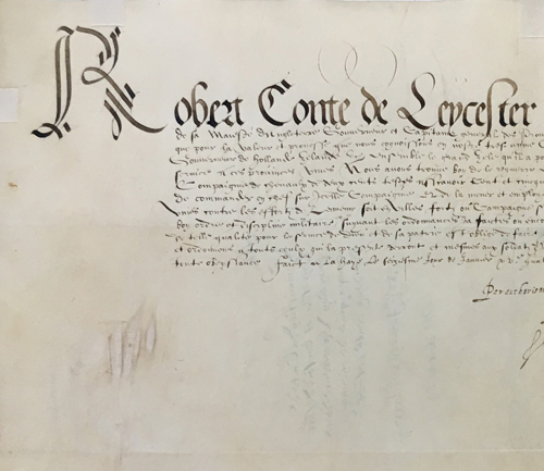 Commissie van graaf van Leicester en de Raad van State voor de prins Maurits als bevelhebber over een compagnie van 200 ruiters