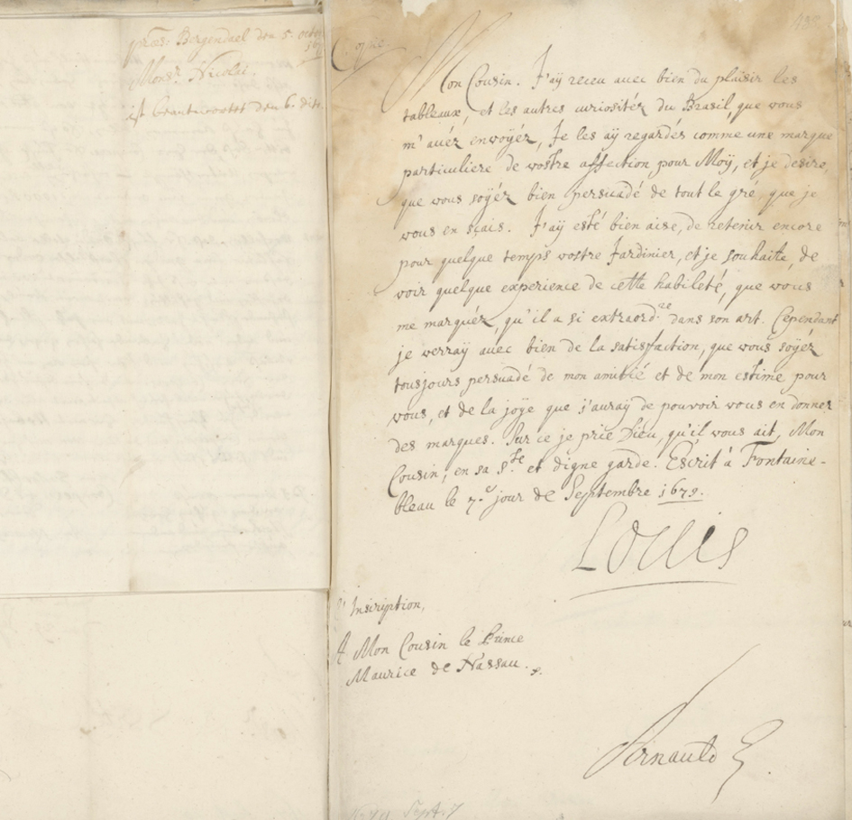 Brief van koning Lodewijk XIV aan Johan Maurits